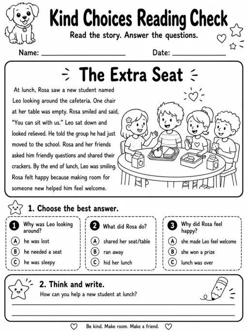 Kind Choices Reading Check: The Extra Seat