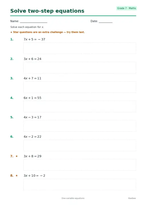 Solve two-step equations