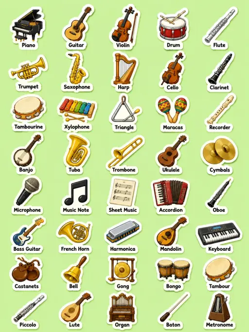 Music Printable Sticker Sheet - Set 2