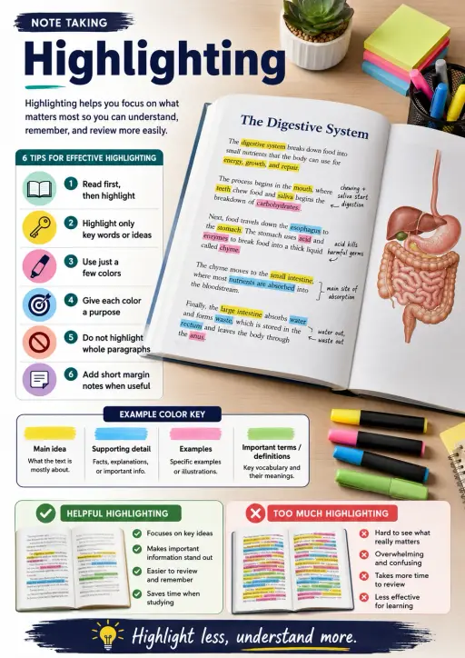 Highlighting Note Taking Infographic
