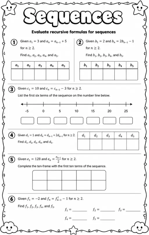 Evaluate recursive formulas for sequences