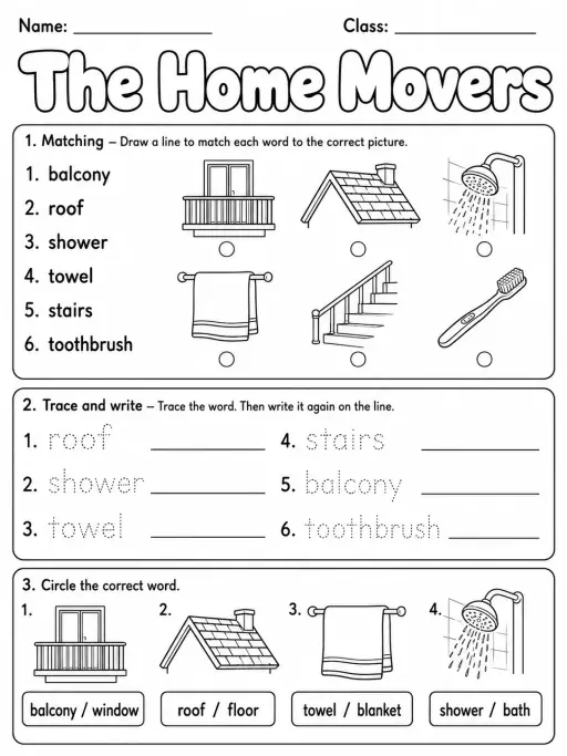 The Home Movers Vocabulary Worksheet Pack