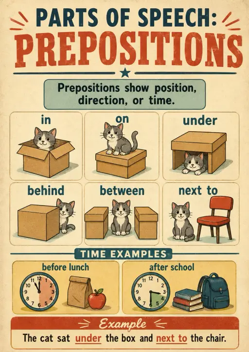 Parts of Speech: Prepositions Infographic