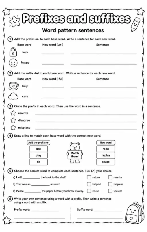 Word pattern sentences