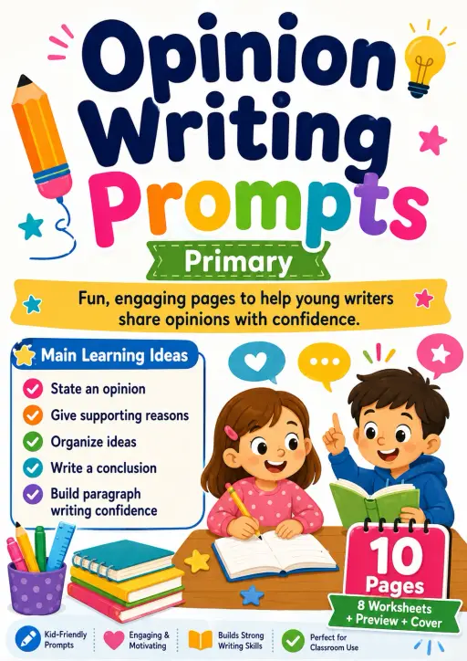 Opinion Writing Prompts Worksheet Pack