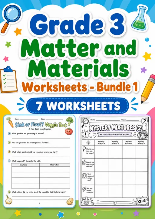 Grade 3 Matter and Materials Worksheets - Pack 1