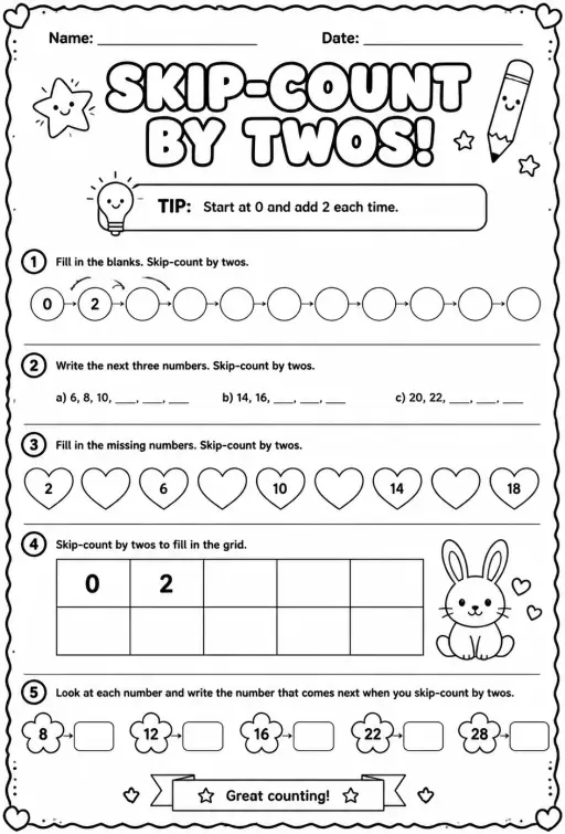 Skip-count by twos