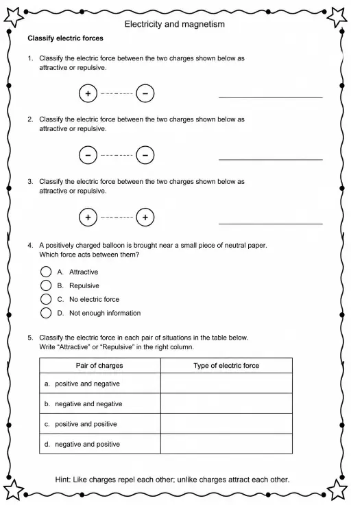 Classify electric forces