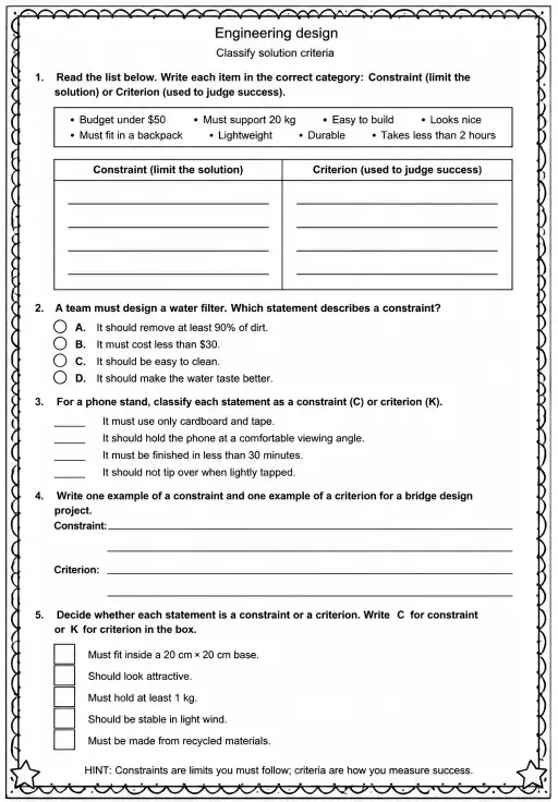 Classify solution criteria