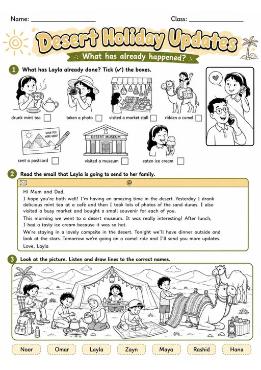 Cambridge Flyers - Desert Holiday Updates | Free Worksheet