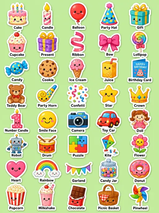 Birthday Printable Sticker Sheet