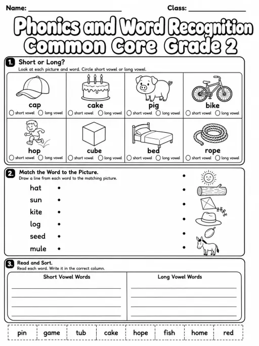Phonics and Word Recognition Common Core Grade 2