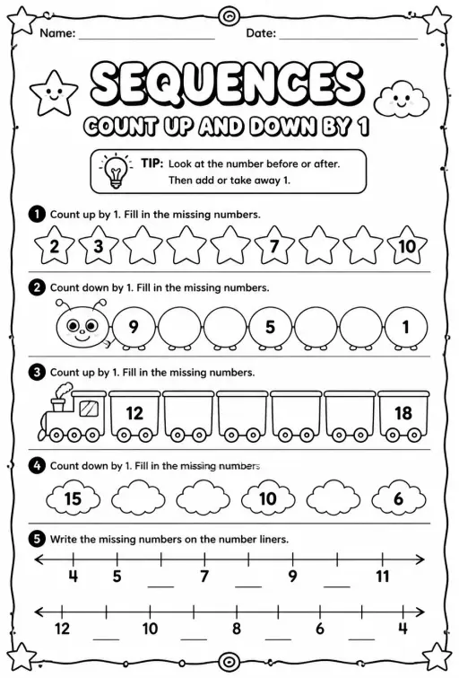 Sequences - count up and down by 1