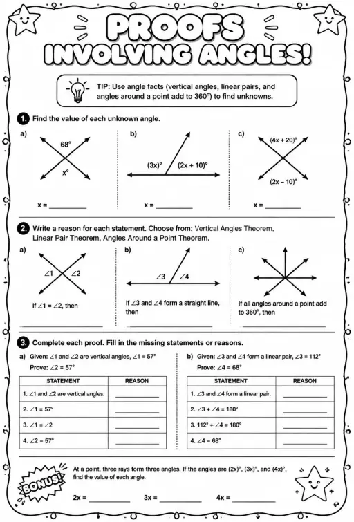 Proofs involving angles