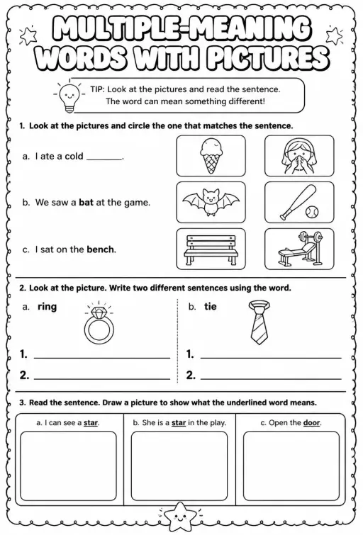 Multiple-meaning words with pictures
