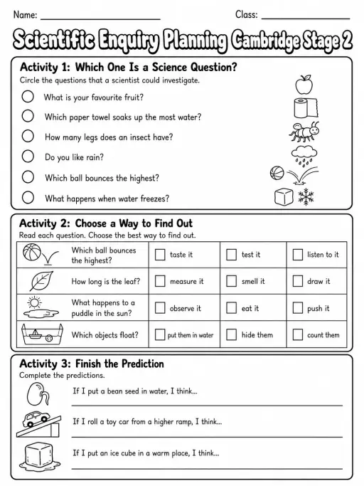 Scientific Enquiry Planning Cambridge Stage 2