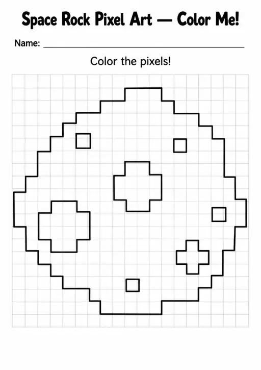 Space Rock Pixel Art Coloring Page