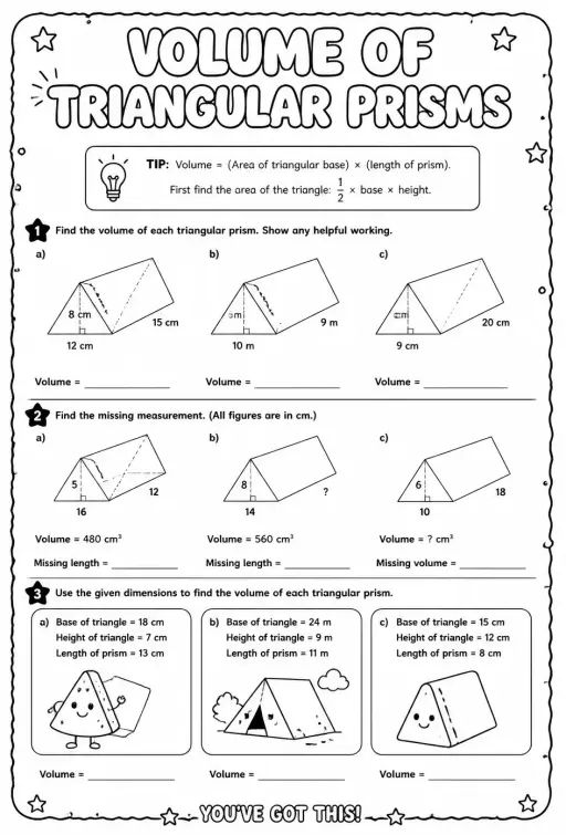 Volume of triangular prisms