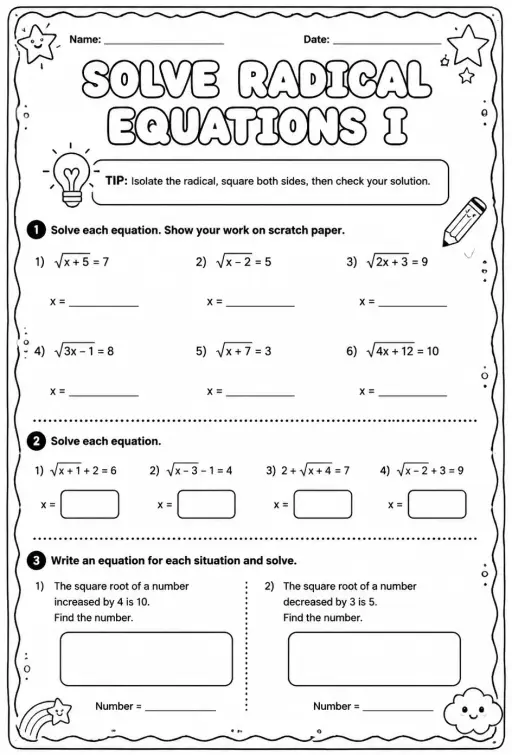 Solve radical equations I