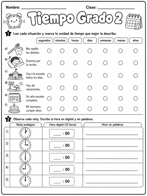 2.º grado - repaso de matemáticas - Paquete de fichas
