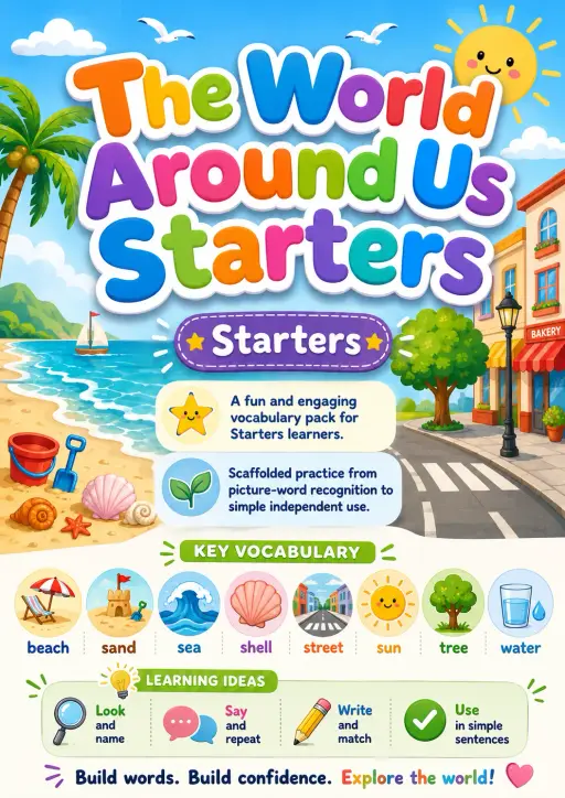 The World Around Us Starters Vocabulary Worksheet Pack