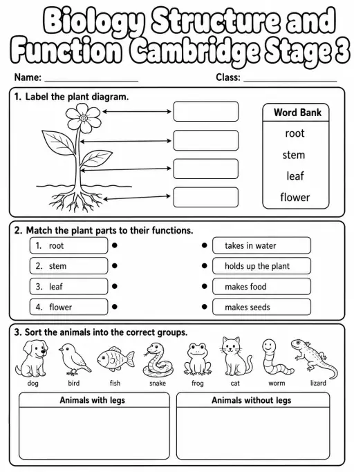 Biology Structure and Function Cambridge Stage 3