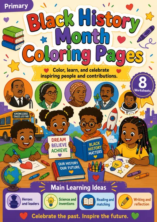 Black History Month Coloring Pages Worksheet Pack