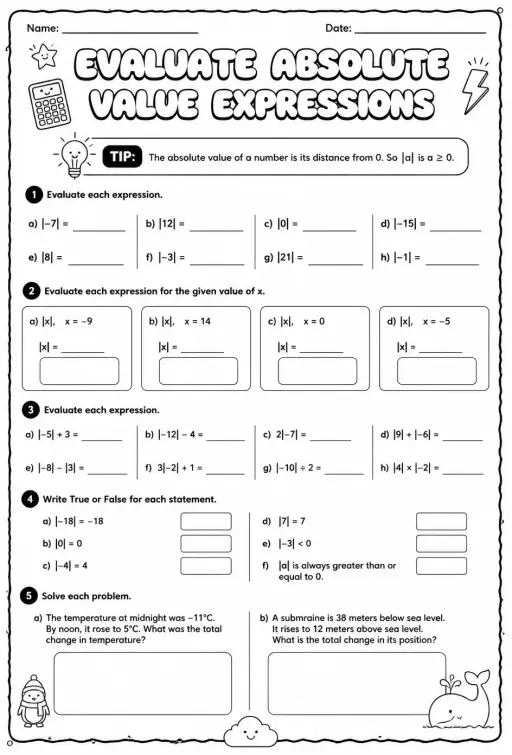 Evaluate absolute value expressions