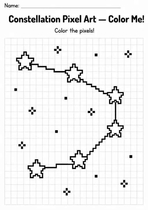 Constellation Pixel Art Coloring Page