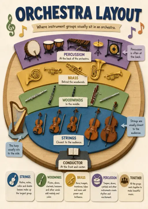 Orchestra Layout Instruments Infographic