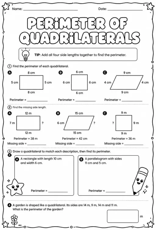Perimeter of quadrilaterals