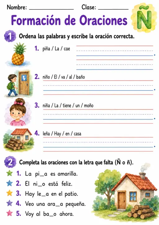 Spanish Letter Ñ Phonics Worksheets Pack