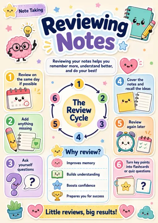 Reviewing notes Note Taking Infographic