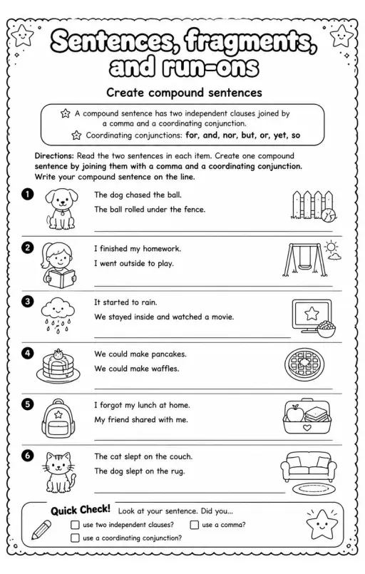 Create compound sentences
