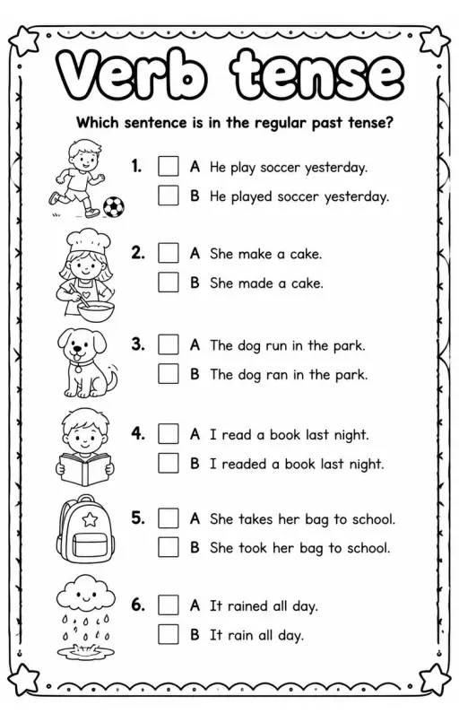 Which sentence is in the regular past tense?