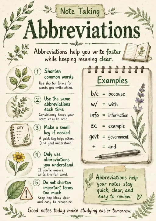 Abbreviations Note Taking Infographic