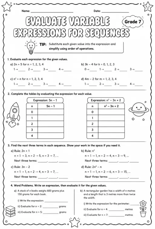 Evaluate variable expressions for sequences
