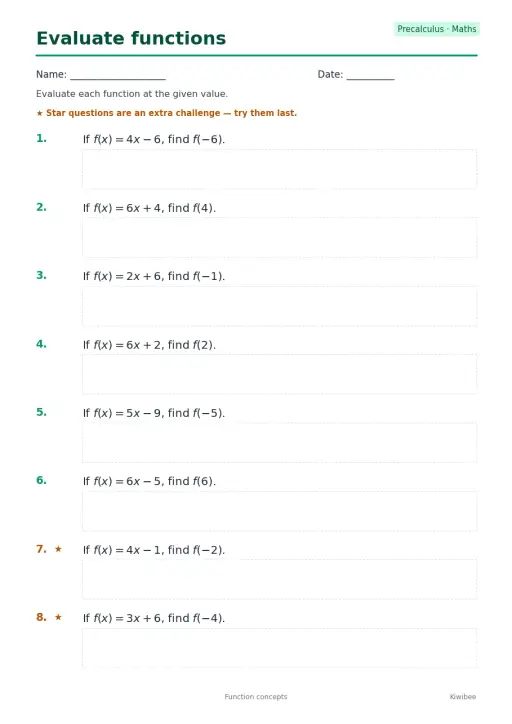 Evaluate functions