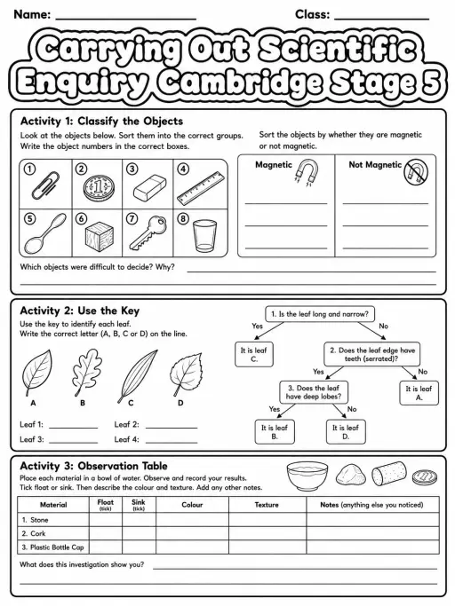 Carrying Out Scientific Enquiry Cambridge Stage 3