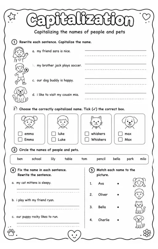 Capitalizing the names of people and pets
