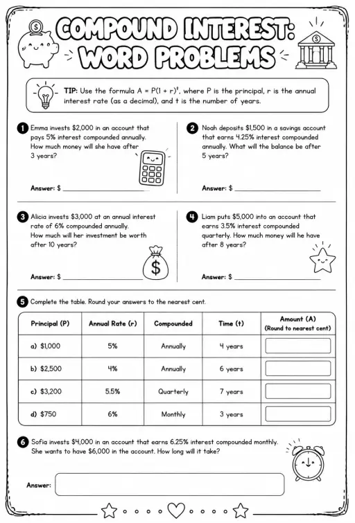 Compound interest: word problems