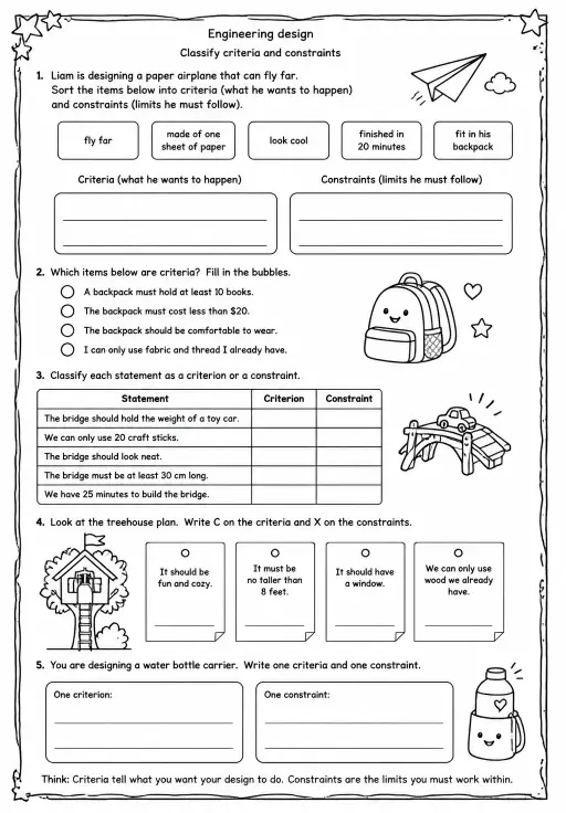 Classify criteria and constraints