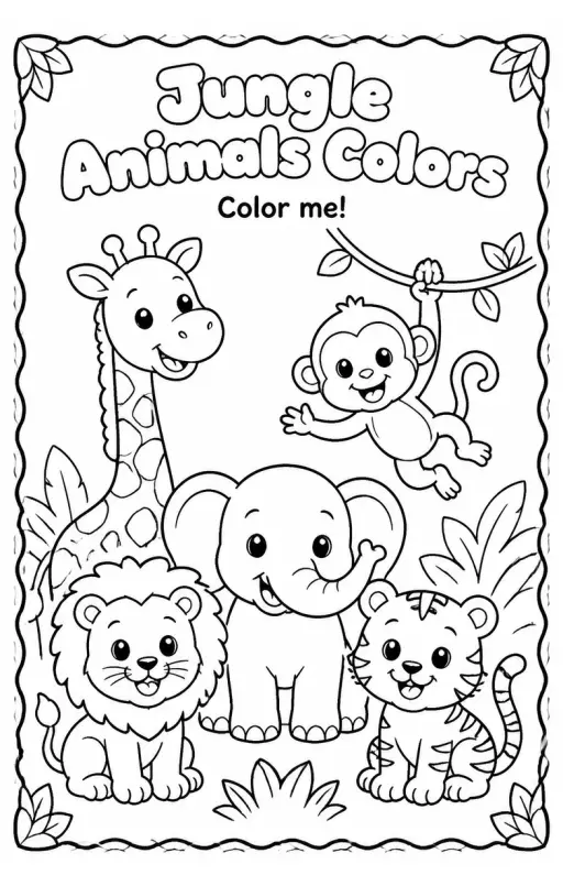 Jungle Animals Colors Coloring Page