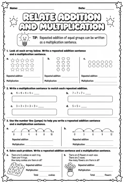 Relate addition and multiplication