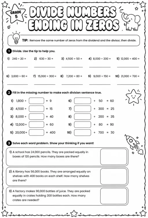 Divide numbers ending in zeros