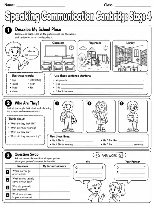 Speaking Communication Cambridge Stage 4