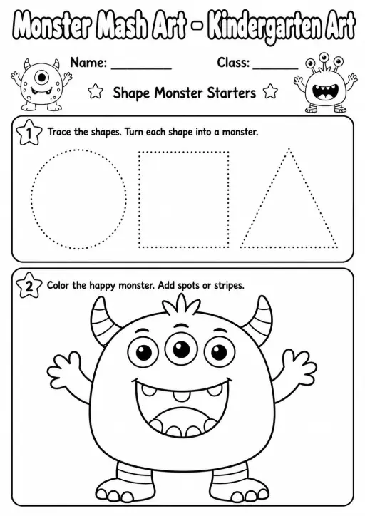 Monster Mash Art Worksheet Pack