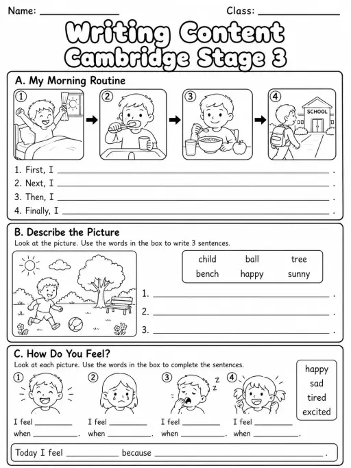 Writing Content Cambridge Stage 3