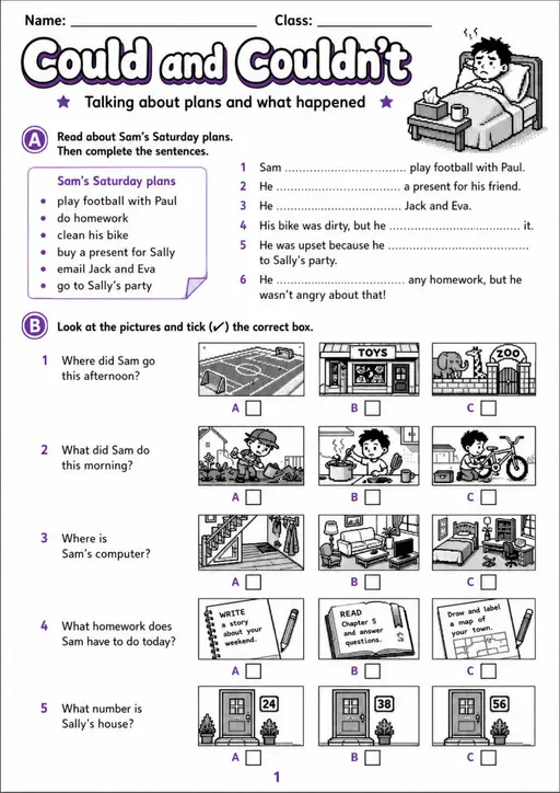 Cambridge MOVERS - Could and Couldn't | Free Worksheet