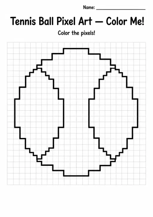 Tennis Ball Pixel Art Coloring Page